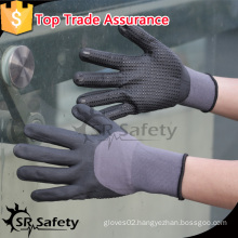 SRSAFETY 15g 3/4 foam nitrile palm with black nitrile dotted gloves/safety working gloves